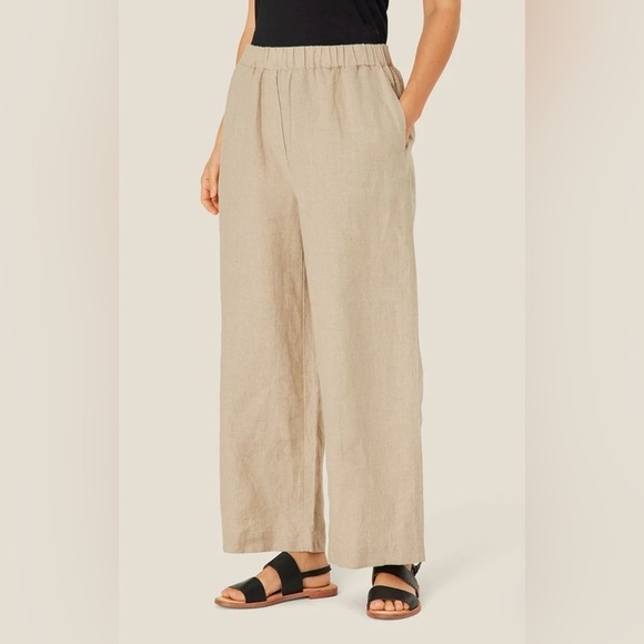 MASAI COPENHAGEN PARINI PULL-ON LINEN PANTS NWT SIZE MEDIUM NATURAL WIDE LEG - Picture 5 of 13